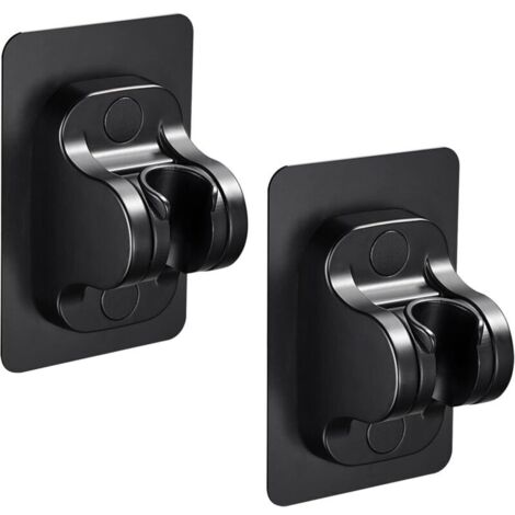 Soporte para cabezal de ducha sin necesidad de taladrar, autoadhesivo, desmontable y de montaje en pared con ángulo ajustable, para cabezales de ducha y duchas de mano, 2 piezas (negro) (1/3)