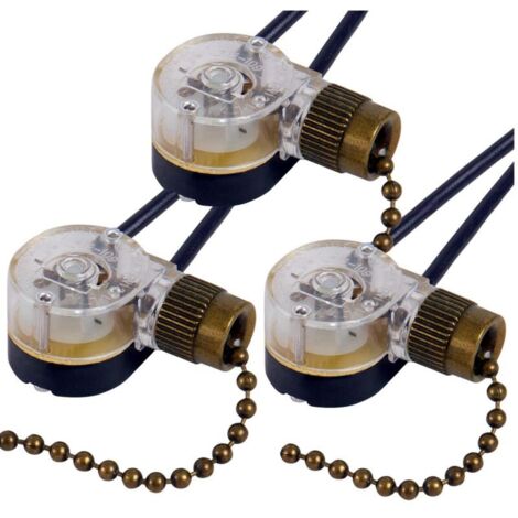 Juego de 3 interruptores para ventilador de techo ZE-109 con cadena de repuesto (bronce) (1/4)