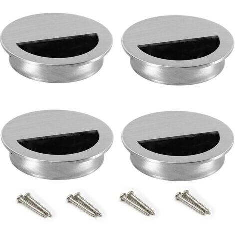 Tiradores redondos empotrados para puertas correderas, tiradores enrasados, acabado cepillado, tiradores ocultos para armarios, cajones, puertas correderas y alacenas, diseño en forma de concha, 50 mm (1/4)