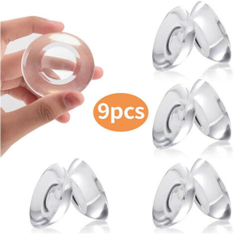 Protector de pared para puerta de 9 piezas, almohadilla autoadhesiva transparente para botón de tope de puerta, protector de pared de goma suave reutilizable de 4,7 cm x 1 cm. (1/4)