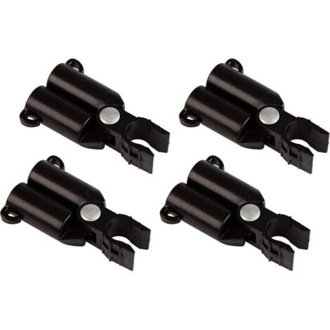 Juego de 4 conectores para soportes de plantas - Diámetro: 11 mm - Negro (1/4)