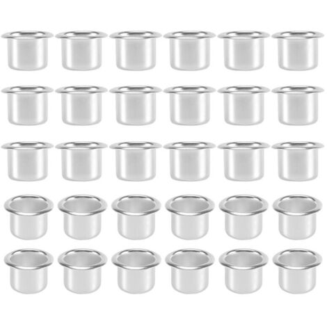Portavelas para velas cónicas, portavelas para velas de té, portavelas de mesa insertables, 30 piezas, color plata. (1/4)