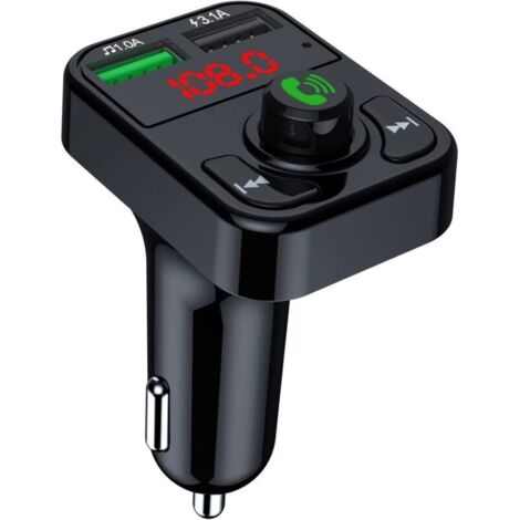 Transmisor FM para coche, Bluetooth, manos libres, kit para coche, reproductor MP3, carga rápida de 3.1A (1/4)