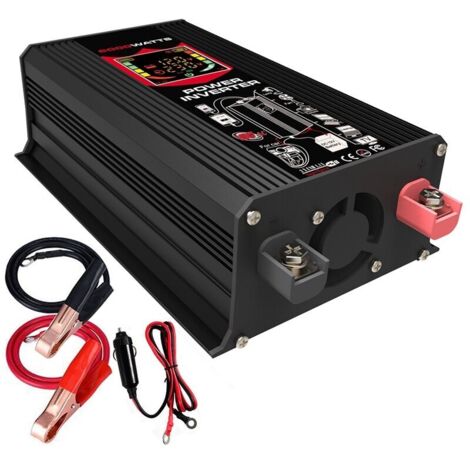 Inversor de corriente para coche de 6000 W, de CC 12 V a CA 220 V, convertidor de carga electrónico universal de onda sinusoidal, 2 puertos USB para carga externa.
