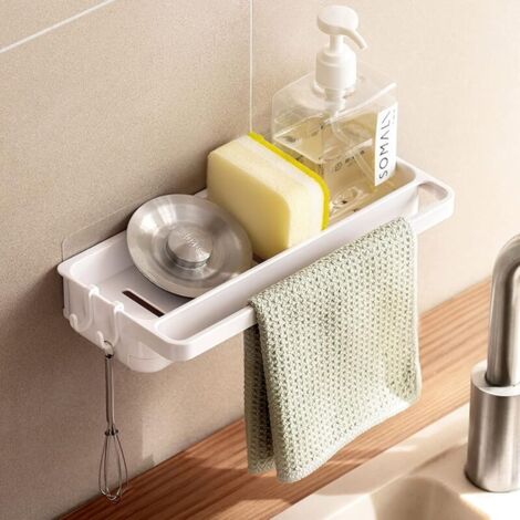 Soporte para esponjas de fregadero de cocina SHINING HOUSE, estante de almacenamiento autoadhesivo de ABS para jabones, organizador de esponjas de cocina (1/4)