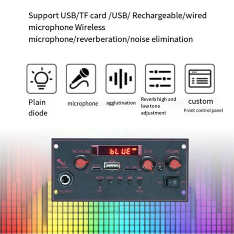 Placa amplificadora de decodificación MP3 Bluetooth de 2 x 10 W para accesorios de reproductores de audio para automóviles, B