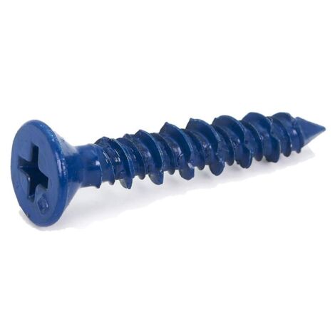 100 piezas de tornillos de anclaje para hormigón de punta de diamante plana azul de 3/16 x 1-1/4 pulg. para anclaje de mampostería. (1/4)