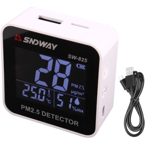 Detector de PM 2.5 SW-825, carga USB, sensor, mini dispositivo de medición portátil, monitoreo profesional del aire en tiempo real. (1/4)