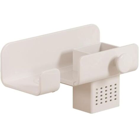 Soporte de pared para secador de pelo sin agujeros. Organizador para secador de pelo de baño. Capacidad de carga: 5 kg (blanco, 24 x 10 x 7,4 cm). (1/4)