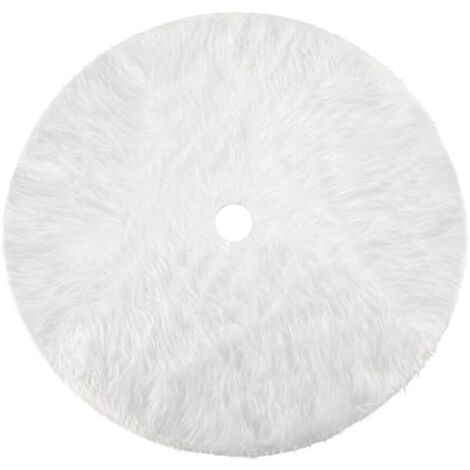 Falda para árbol de Navidad de felpa blanca con efecto nieve, adornos para árbol de Navidad, alfombra navideña, funda para la base del árbol, falda para árbol de Navidad, 78 cm (31 pulgadas) (1/4)