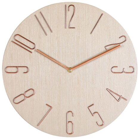 Sencillo reloj de pared de 30 cm para salón, hogar, dormitorio, moderno, beige. (1/4)