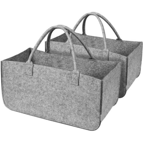 Paquete organizador de leña de 2 piezas con diseño de perlas raras, bolsa para almacenar leña, bolso de mano gris para leña (1/4)