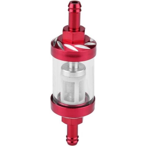 Filtro de combustible de metal y vidrio de 8 mm con cable de repuesto para motocicleta (rojo) (1/4)