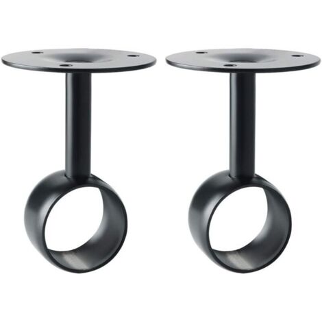 Soporte de techo para barra de cortina, soporte para riel de armario, soporte de montaje ajustable con tornillos para armario y cortina, juego de 2, acero inoxidable negro mate. (1/4)