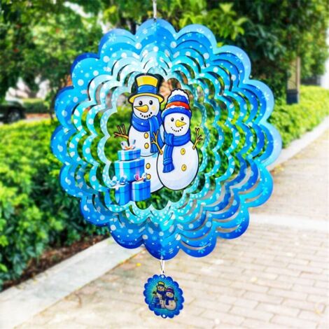 Aerogeneradores 3D, molinos de viento navideños colgantes para decoración navideña, adornos artísticos para jardín de 30 cm, muñeco de nieve (1/4)