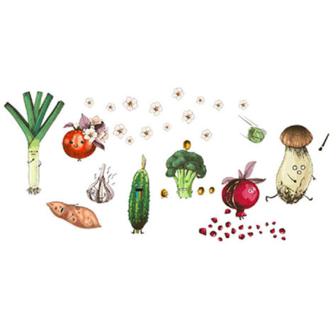 Pegatinas de pared para cocina, vinilos decorativos de comida, pegatinas de frutas y verduras, tomates, brócoli para cocina, nevera y armarios. (1/4)