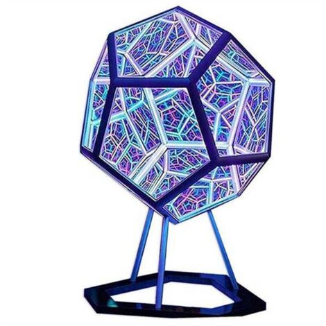 Lámpara de arte con forma de dodecaedro, lámpara LED de geometría fantástica con espacio, carga USB, regalos y decoraciones navideñas. (1/4)