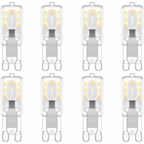 Bombilla LED G9, 220V, luz blanca natural 3000K, 3W, equivalente a una bombilla halógena de 30W, paquete de 8 unidades. (1/4)