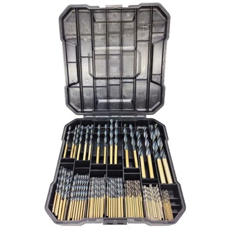 Juego de 99 brocas de titanio para acero, madera, metal, cobre, broca helicoidal con revestimiento de titanio, perforación de madera (1/4)