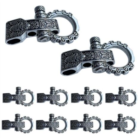 Hebillas de paracord, cierres de nudo, pasador, tornillo, anclaje, grillete ajustable para pulsera y cinturón, 10 piezas (1/4)