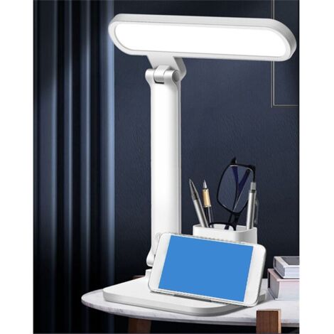 Lámpara de escritorio LED con protección ocular para dormitorios, ideal para la temporada escolar, con carga USB, plegable y diseño sin rostro. (1/4)