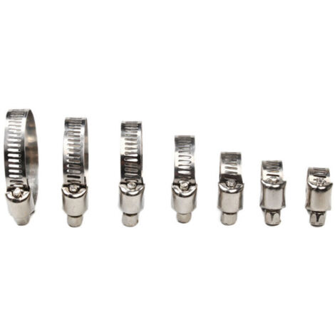 Abrazaderas para mangueras, abrazaderas de acero inoxidable, 60 unidades, abrazaderas de acero inoxidable, 8-38 mm, 7 tamaños diferentes, para piscinas, lavadoras, lavavajillas y tuberías de agua domé (1/4)