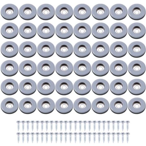 Juego de 48 deslizadores de PTFE para muebles, fáciles de mover, con tornillos protectores para suelos de madera y baldosas (redondos de 25 mm). (1/4)
