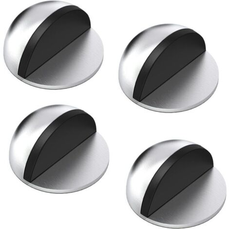 Topes de puerta, juego de 4 topes de puerta de acero inoxidable con protectores de goma, topes de puerta adhesivos para todo tipo de suelos duros. (1/4)