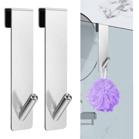 ganchos para ducha sin taladrar - Ganchos para puerta de ducha - Gancho de ducha de acero inoxidable - Gancho para puerta de ducha de baño de vidrio sin marco (18 cm) (1/4)