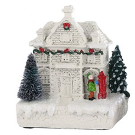 Escena navideña Pueblo Ciudad Invierno Nieve Luz LED Decoración Regalo Vacaciones Oficina B (1/4)