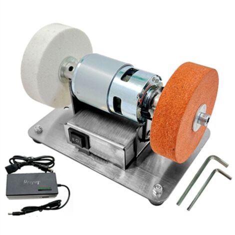 Enchufe europeo, mini amoladora de doble motor de 100 W para pulido grueso y fino, muela eléctrica para molienda de piedra. (1/4)
