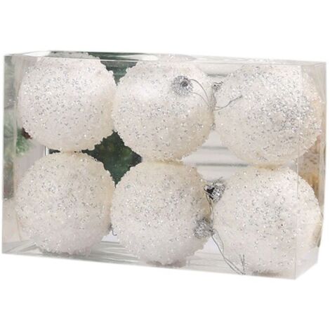 cm/6 piezas Bola de Navidad con lentejuelas de perlas y diamantes Estuche para tienda de artículos para el hogar Fiesta navideña Colgantes Decoración para árbol, 4 (1/4)