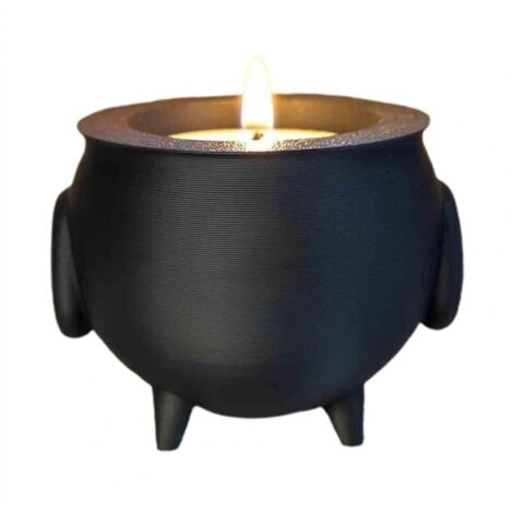 Portavelas con forma de caldero para velas de Halloween con temática de brujas espeluznantes B (1/4)