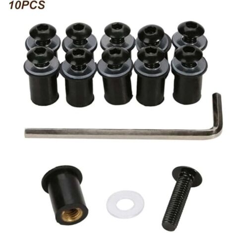 Boulons et Vis du Pare-Brise de Moto,6x18mm Universel Boulons et Vis du Pare-Brise de Moto,10 Pièces Vis de Pare-Brise de Moto,Fixation De Pare-Brise De Moto,Moto Pare-Brise Kit Boulons (1/4)