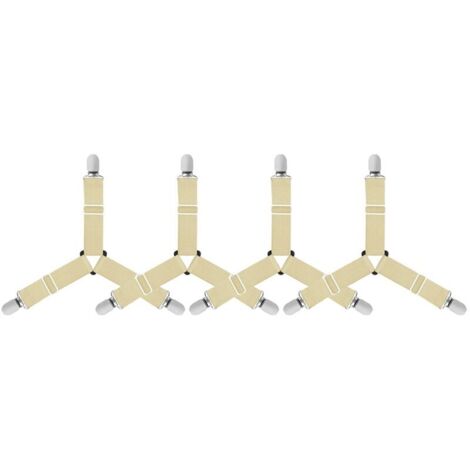 Sujetadores de sábanas ajustables, 4 correas, fijación de colchón de esquina ajustable, color caqui (1/4)