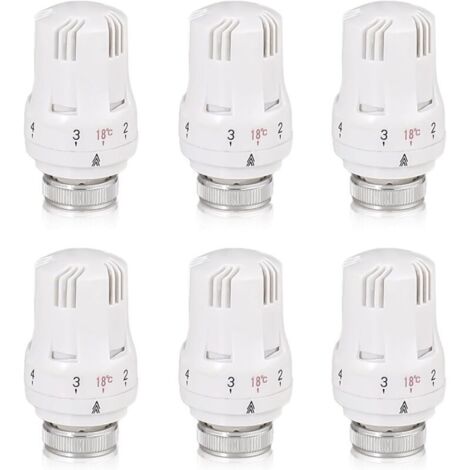 Cabezales de válvula termostática para radiador - 6 piezas, M30 x 1.5 para hogar y oficina (1/4)