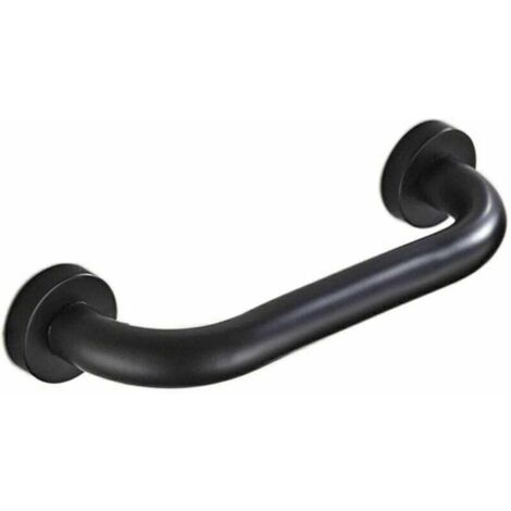 Barras de apoyo para baño, asa de seguridad para ducha, barras antideslizantes de 30 cm, aptas para baño, bañera e inodoro (negras). (1/4)
