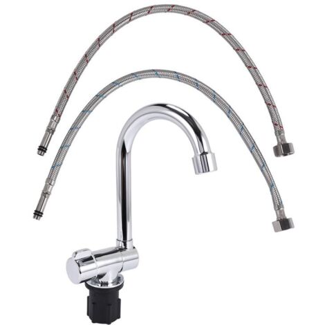 Grifo mezclador plegable para fregadero de cocina con rotación de 360 grados, agua fría y caliente, para barcos y autocaravanas. (1/4)