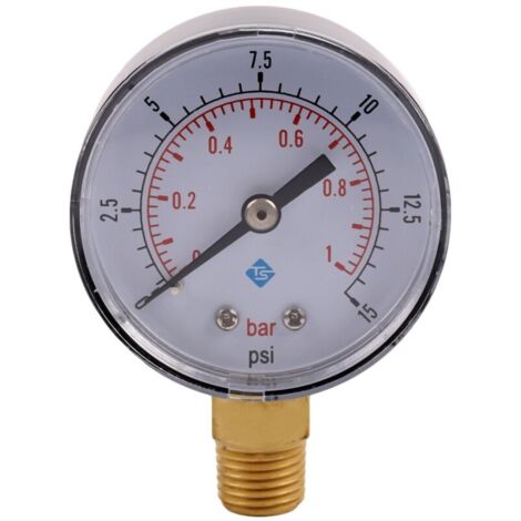 Manómetro de presión de agua de 50 mm, 0-1 bar, rosca NPT de 1/4 de pulgada, -50-15 psi (1/4)
