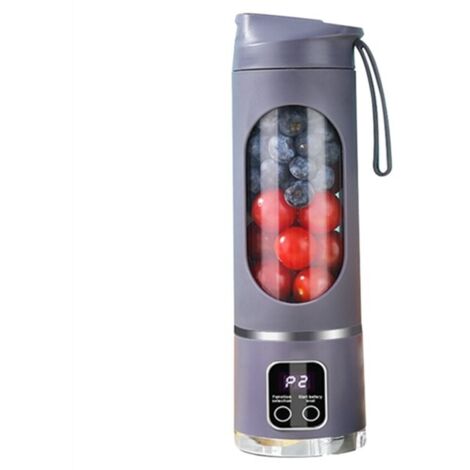 Licuadora portátil recargable por USB con triturador de hielo, 8 cuchillas, 3 modos, pantalla digital, mini licuadora, color morado. (1/4)