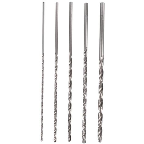 Juego de 5 brocas HSS largas de 150 mm, brocas helicoidales de 2, 3, 3,5, 4 y 5 mm para madera y metal. (1/4)