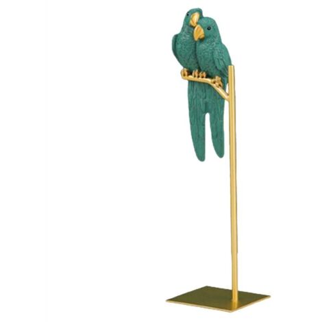 Estatua decorativa de resina de loro, ave verde, decoración para el hogar con motivos de animales. (1/4)