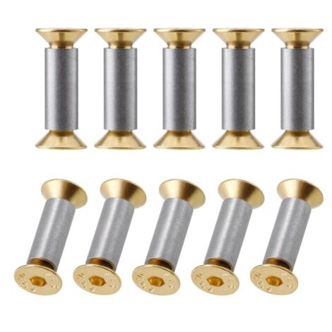 Tornillos para mango de cuchillo, paquete de 10 remaches, pernos, sujetadores, hexagonales planos, color dorado