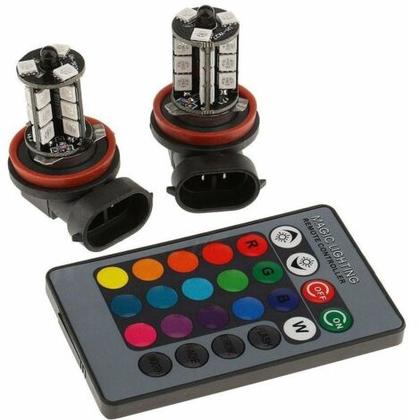 Faros antiniebla LED para coche con control remoto, luces RGB SMD H8 y H11 de colores, H11-27RGB y H8-27RGB cada uno.