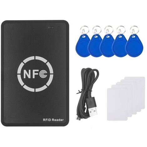 Lector/grabador NFC RFID con duplicador de tarjetas 5XUID y llaveros para copiar credenciales y llaves IC.