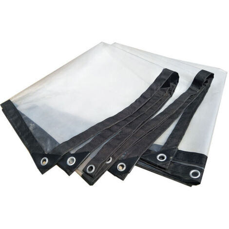Lona impermeable transparente de 2x2 metros con ojales, lona de plástico transparente reforzada, lona impermeable. (1/4)