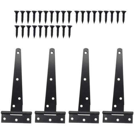 bisagras de puerta resistentes de 6 pulgadas en forma de T para puertas de madera negras (1/4)