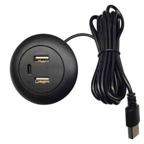 Concentrador USB de escritorio integrado con puertos de carga USB y tipo C, divisor de potencia. (1/4)