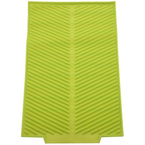 Alfombrilla de drenaje de silicona plegable, antideslizante, resistente al calor, rectangular, verde. (1/4)