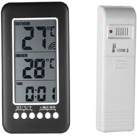 Termómetro inalámbrico 2 en 1 para interiores y exteriores con pantalla LCD, función ℃/℉, medición de temperatura con transmisor. (1/4)